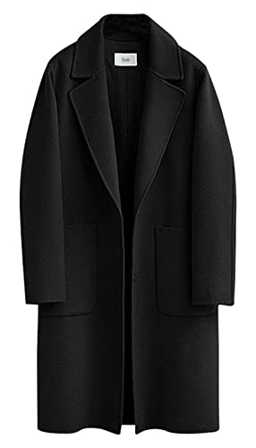 Lifup Damen Weicher Dufflecoat Mantel aus Wollmix Mantel Klassischer Lang Wollmantel Trenchcoat Schwarz M von Lifup