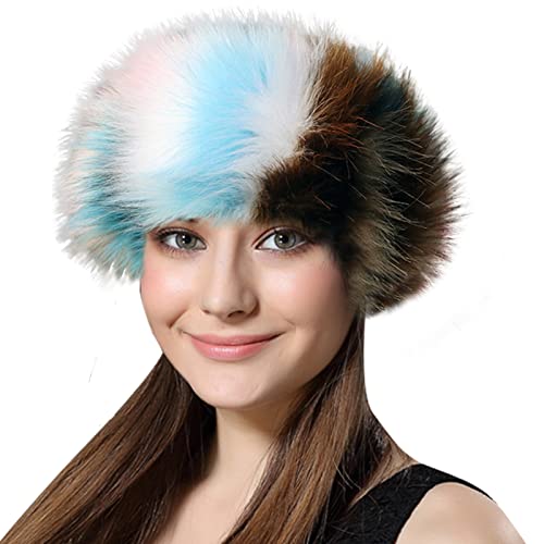 Lifup Damen Winter Kunstfell Stirnband Elastische Ohrenschützer Blau Braun One size von Lifup