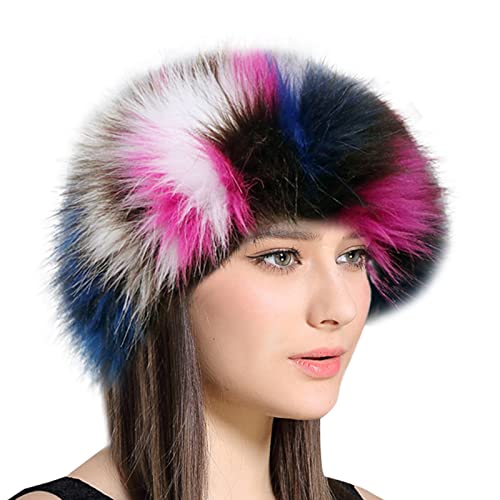 Lifup Damen Winter Kunstfell Stirnband Elastische Ohrenschützer Fuchsie Blau One size von Lifup