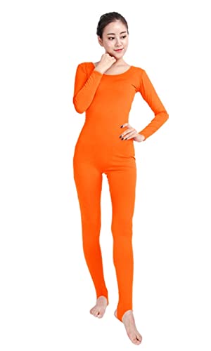 Lifup Unisex Bodysuit Ganzanzug Kostüm Ganzkörperanzug Fasching für Erwachsenen Neon Orange M von Lifup