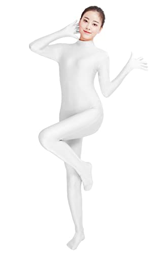 Lifup Unisex Bodysuit Ganzkörperanzug Kostüm Ganzkörperanzug Fasching für Erwachsenen Weiß M von Lifup
