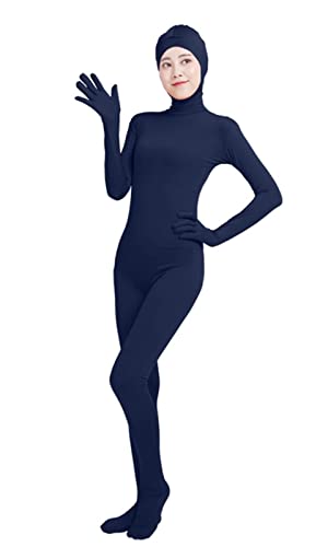 Lifup Unisex Ganzkörperanzug mit Füßen Catsuit Gesicht Offene Unitard Anzug Suit Kostüm Marineblau 2XL von Lifup