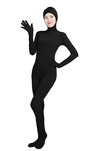 Lifup Unisex Ganzkörperanzug mit Füßen Catsuit Gesicht Offene Unitard Anzug Suit Kostüm Schwarz L von Lifup