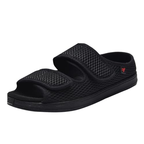 Lifup Verstellbare Hausschuhe Atmungsaktive Sandale mit Klettverschluss Weit Diabetiker Schuhe Schwarz 43 von Lifup