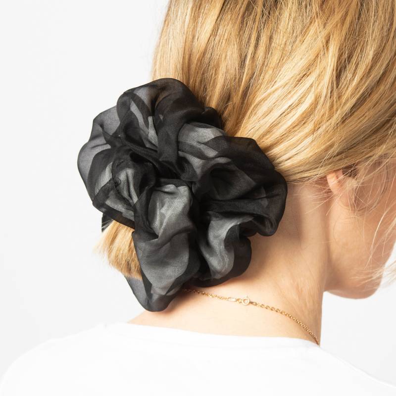 Schwarz Weiß Seide Organza Scrunchie Haar Accessoires Festliche Abschlussball Weihnachtsgeschenk von LigaKandele