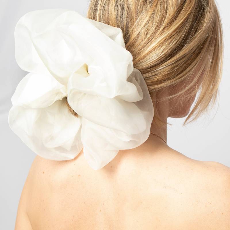 Sommer Hochzeit Braut Seide Scrunchie Weiß Doppelt Organza 100% Großes Riesen Xxl von LigaKandele