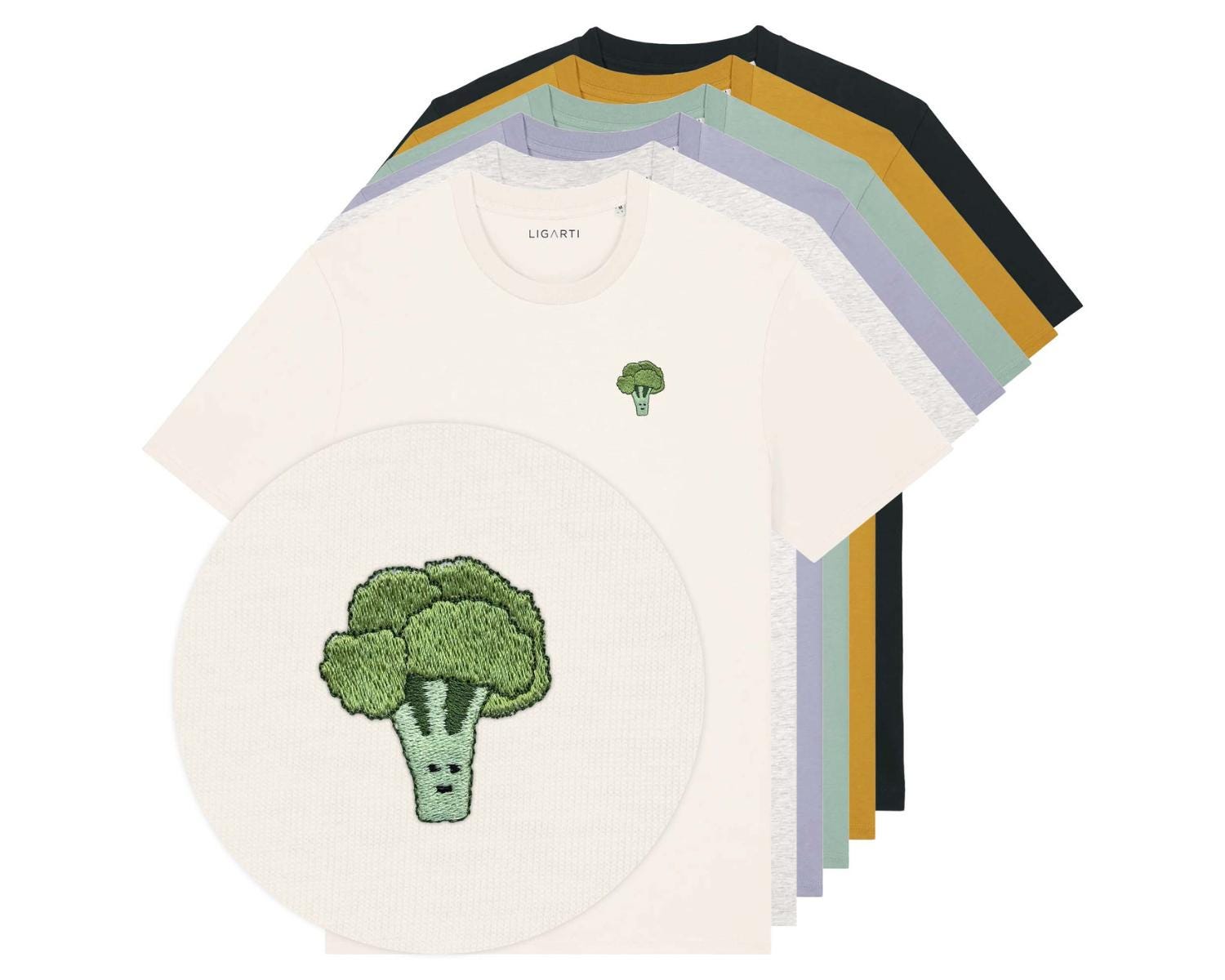 Besticktes T-Shirt Unisex | "Brokkoli" Fairwear, Bio-Baumwolle Hochwertiges, Nachhaltiges Shirt | Design Von H. Ligeti Besticktes T-Shirt Unisex | "Brokkoli" Fairwear, Bio-Baumwolle Hochwertiges, Nachhaltiges Shirt | Design Von H. Ligeti von Ligarti