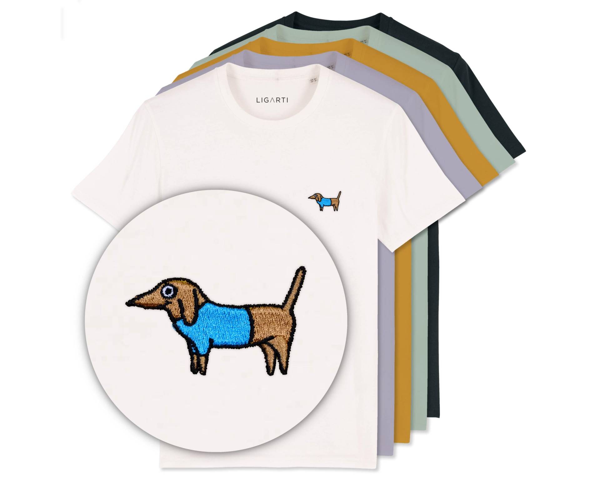Besticktes T-Shirt Unisex | "steffen" Der Dackel Fairwear, Bio-Baumwolle Hochwertiges, Nachhaltiges Shirt | Design Von H. Ligeti Besticktes T-Shirt Unisex | "steffen" Der Dackel Fairwear, Bio-Baumwolle Hochwertiges, Nachhaltiges Shirt | Design Von H. Ligeti von Ligarti