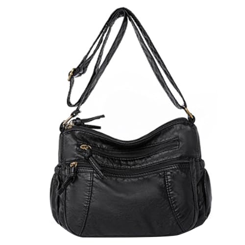 Ligeinsrk Geldbeutel für Frauen Casual Crossbody Bag PU wasserdichte Jean Geldbörse Mehrfachpocket großer Kapazität Reißverschluss nicht aufpackt, schwarz, schwarz von Ligeinsrk