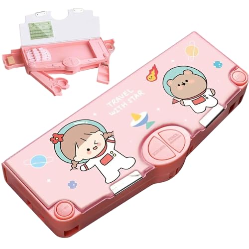 Ligeinsrk Pop-up-Bleistiftkoffer, Cartoon Kawaii Bleistiftkoffer mit Knöpfen, Multifunktion mit Fächern, Zeitplan, Spitzer und Schere, für Kinder Girls Geschenke, CAS Ligeinsrk Pop-up-Bleistiftkoffer, Cartoon Kawaii Bleistiftkoffer mit Knöpfen, Multifunktion mit Fächern, Zeitplan, Spitzer und Schere, für Kinder Girls Geschenke, CAS von Ligeinsrk