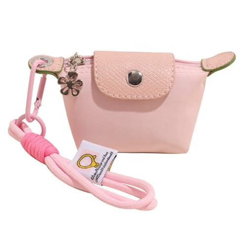 Ligficn Münzgeldbörse mit Handgelenk, kleines Kleingeld, Kartenhalter, Vintage-Nylon-Tasche, Mini-Schlüsselanhänger, Geldbörse für Damen und Herren, Pink, modisch von Ligficn