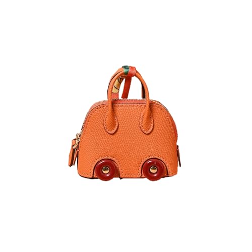 Mini-Tragetasche für Damen, Schlüsselanhänger, niedliche Tragetasche, Münzgeldbörse, Schlüsselanhänger, Mini-Rucksack, Schlüsselanhänger, Geldbörse aus PU-Leder, Orange/Abendrot im Zickzackmuster von Ligficn