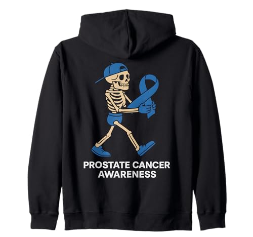 Halloween Skelett Prostatakrebs Bewusstsein Männer Frauen Kinder Kapuzenjacke von Light Blue Ribbon Prostate Cancer Survivor Apparel