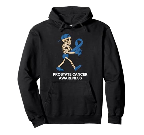 Halloween Skelett Prostatakrebs Bewusstsein Männer Frauen Kinder Pullover Hoodie von Light Blue Ribbon Prostate Cancer Survivor Apparel