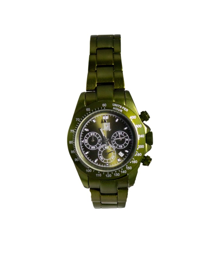 Light Time Chronograph Armbanduhr Damen Herren Aluminium Grün Datum Tachymeter L133GRE von Light Time