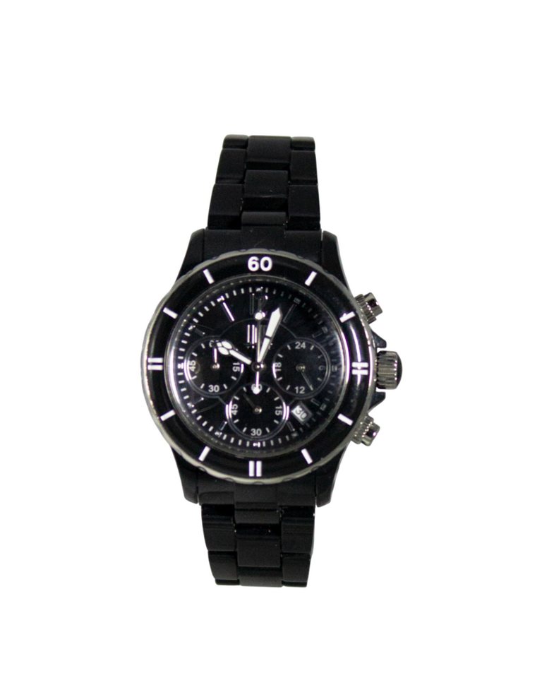 Light Time Chronograph Armbanduhr Damen Kunststoff Datum Schwarz Silber L115C von Light Time