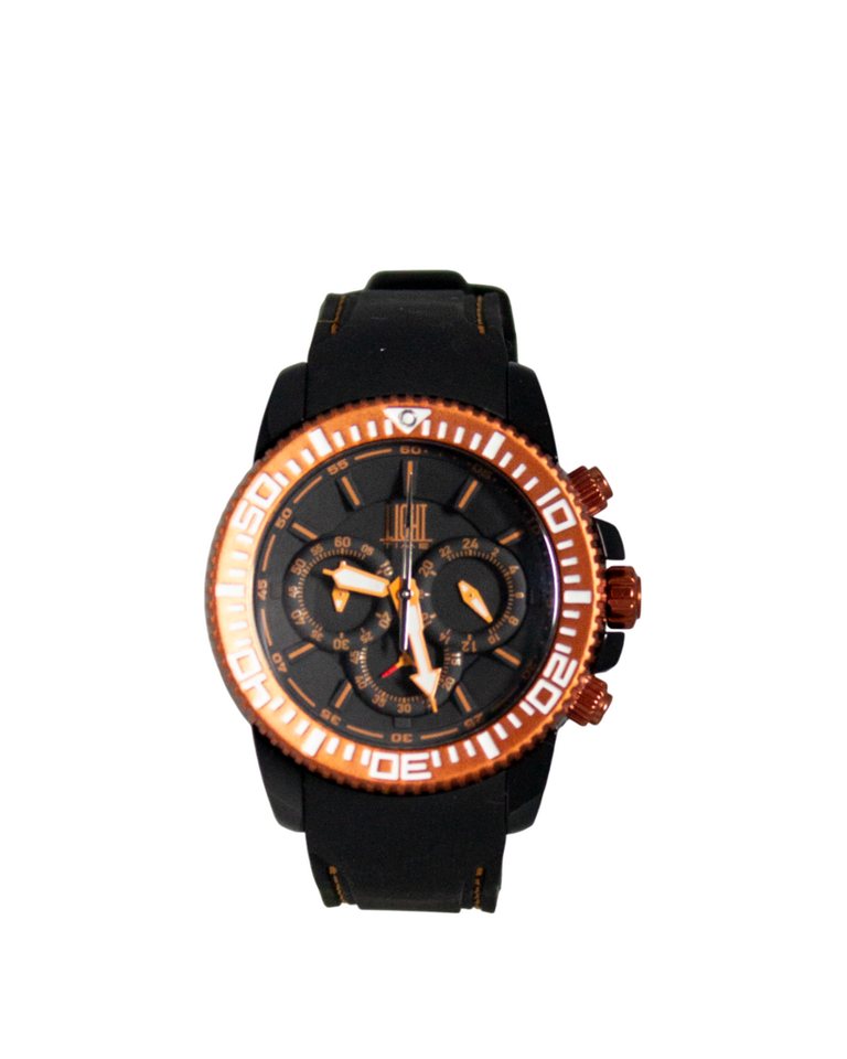 Light Time Chronograph Armbanduhr Herren Aluminium Silikonband Schwarz Orange L135ORA von Light Time