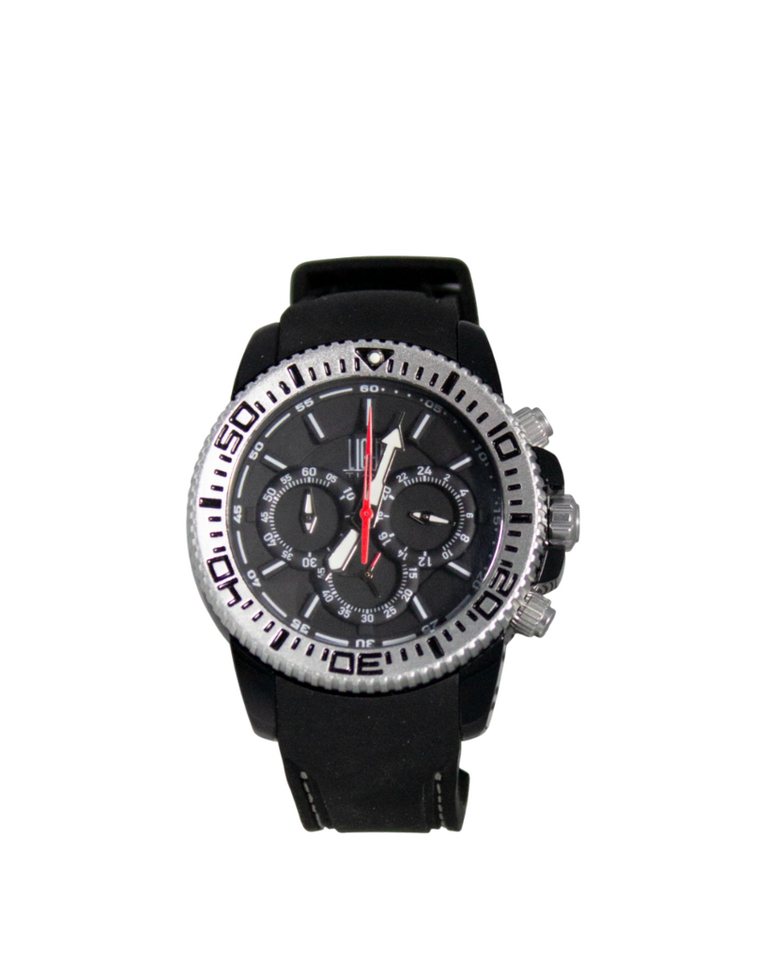 Light Time Chronograph Armbanduhr Herren Aluminium Silikonband Schwarz Silber L135SIL von Light Time