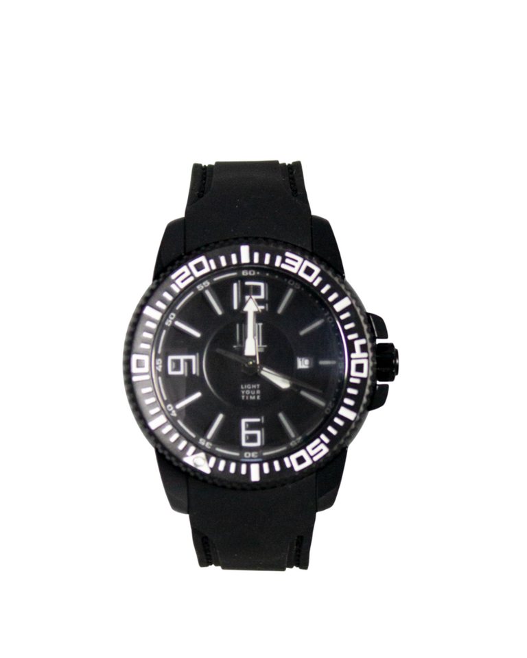 Light Time Chronograph Armbanduhr Herren Kunststoff Silikonband Schwarz Datum L134BLK Light Time Chronograph Armbanduhr Herren Kunststoff Silikonband Schwarz Datum L134BLK von Light Time