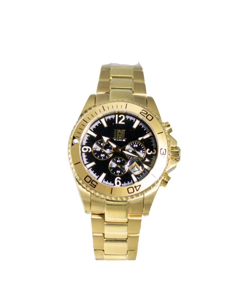 Light Time Chronograph Armbanduhr Herren Titan Datum Gold Schwarz L093B, Datumslupe, Drehlünettte Light Time Chronograph Armbanduhr Herren Titan Datum Gold Schwarz L093B, Datumslupe, Drehlünettte von Light Time