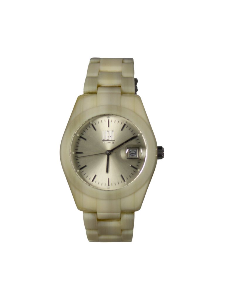 Light Time Quarzuhr Armbanduhr Damen Datum Kunststoff Creme L145CRM, Datumsanzeige von Light Time