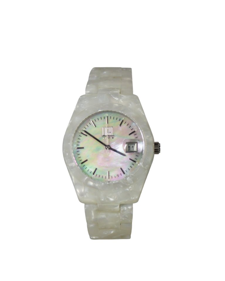 Light Time Quarzuhr Armbanduhr Damen Datum Kunststoff Perlmutt L145PER, Datumsanzeige von Light Time