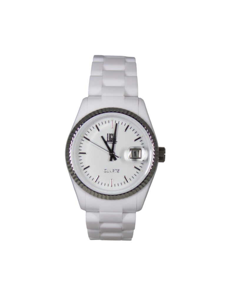 Light Time Quarzuhr Armbanduhr Damen Datum Kunststoff Weiß L142WHT, Datumsanzeige von Light Time