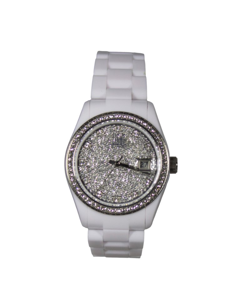 Light Time Quarzuhr Armbanduhr Damen Datum Kunststoff Weiß Silber L144WHT, Datumsanzeige von Light Time