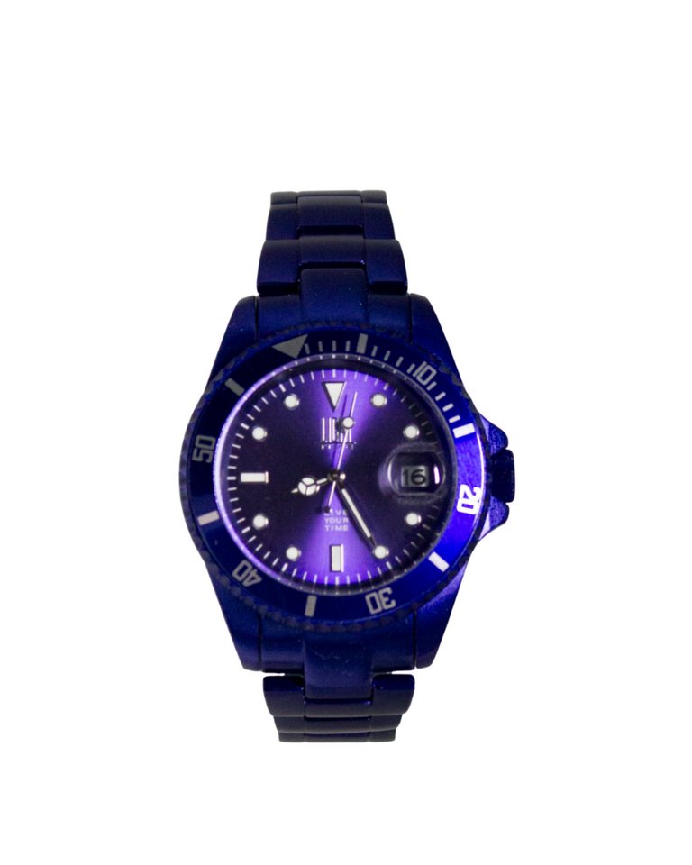 Light Time Quarzuhr Armbanduhr Damen Herren Datum Aluminium Blau L125ROY, Datumsanzeige von Light Time