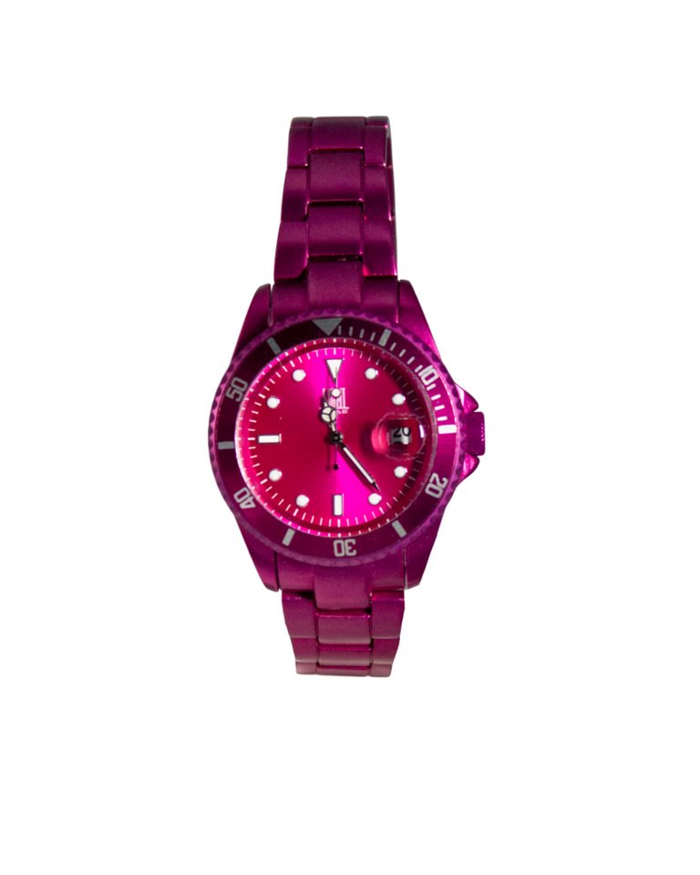 Light Time Quarzuhr Armbanduhr Damen Herren Datum Aluminium Pink L125PNK, Datumsanzeige von Light Time