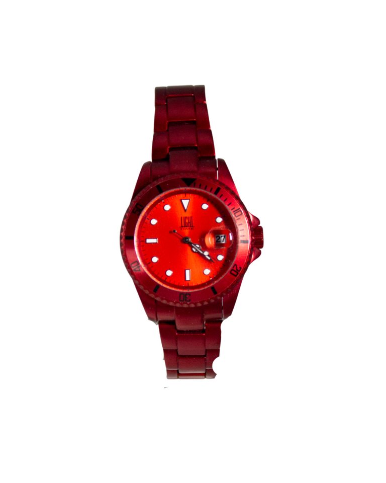 Light Time Quarzuhr Armbanduhr Damen Herren Datum Aluminium Rot L125RED, Datumsanzeige Light Time Quarzuhr Armbanduhr Damen Herren Datum Aluminium Rot L125RED, Datumsanzeige von Light Time