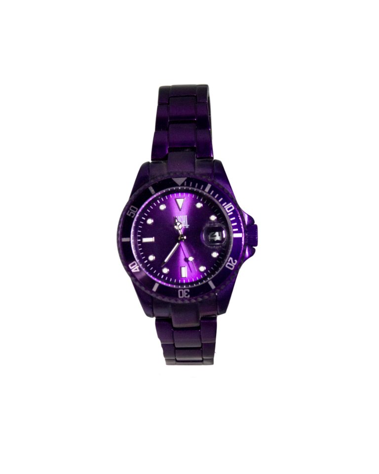 Light Time Quarzuhr Armbanduhr Damen Herren Datum Aluminium Violett L125PUR, Datumsanzeige von Light Time