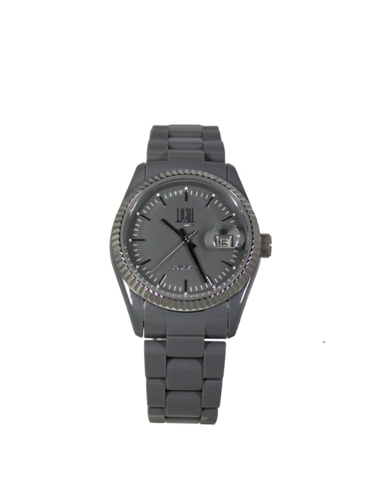 Light Time Quarzuhr Armbanduhr Damen Herren Datum Kunststoff Grau L141LTG-DK, Datumsanzeige von Light Time