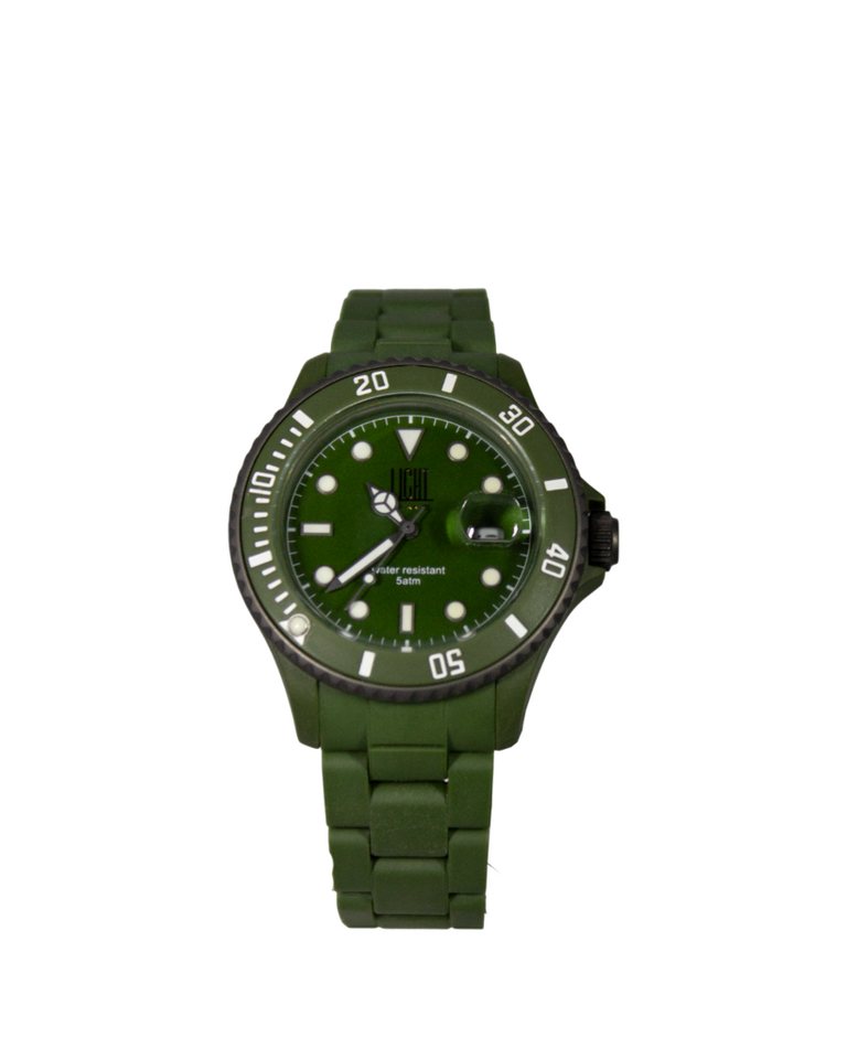 Light Time Quarzuhr Armbanduhr Damen Herren Datum Kunststoff Grün L141ARM-DK, Datumsanzeige von Light Time