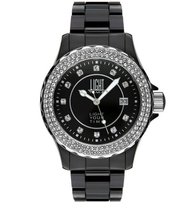 Light Time Quarzuhr Armbanduhr Damen Kunststoff Datum Schwarz Zirkonia L071C Light Time Quarzuhr Armbanduhr Damen Kunststoff Datum Schwarz Zirkonia L071C von Light Time