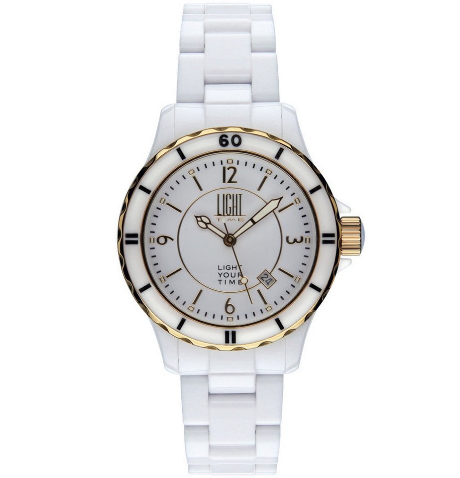 Light Time Quarzuhr Armbanduhr Damen Kunststoff Datum Weiß Gold L114B Light Time Quarzuhr Armbanduhr Damen Kunststoff Datum Weiß Gold L114B von Light Time