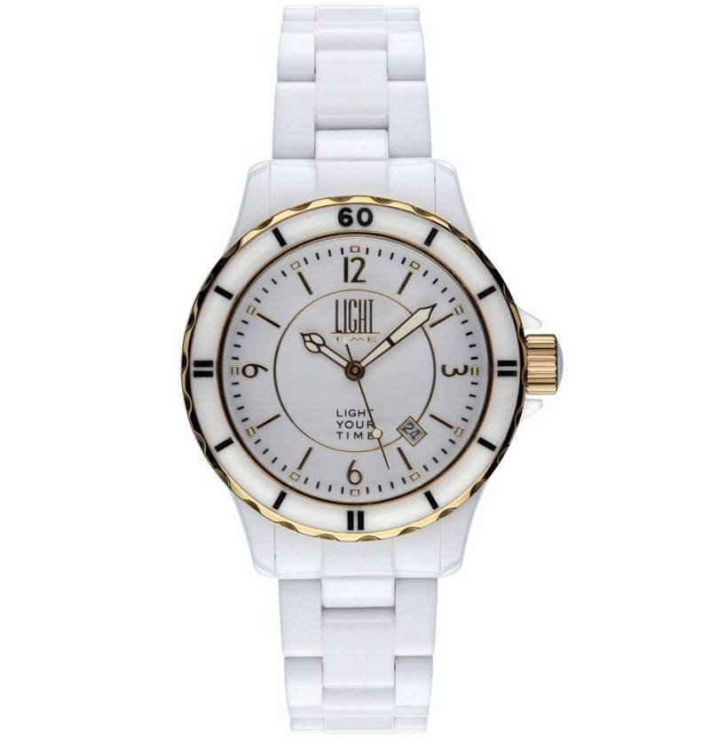 Light Time Quarzuhr Armbanduhr Damen Kunststoff Datum Weiß Gold L114B Light Time Quarzuhr Armbanduhr Damen Kunststoff Datum Weiß Gold L114B von Light Time