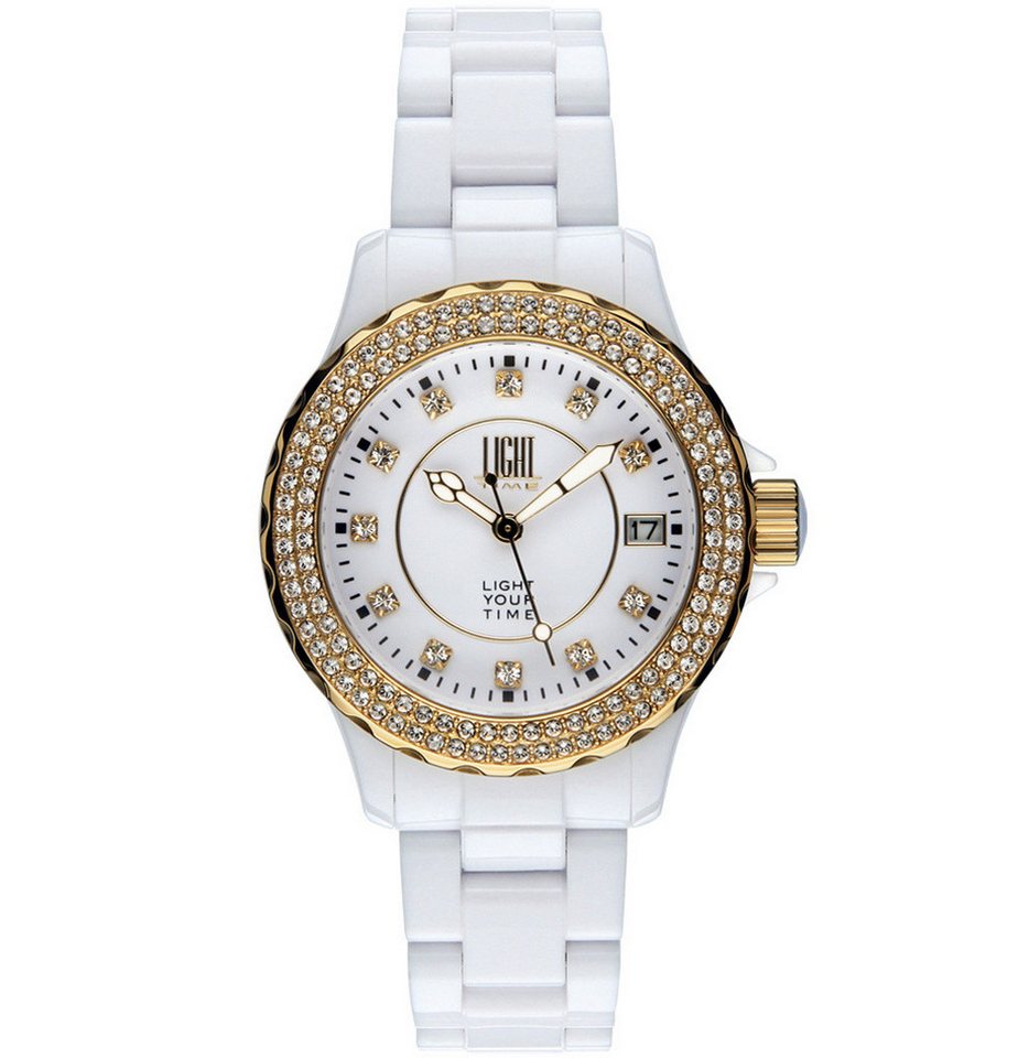 Light Time Quarzuhr Armbanduhr Damen Kunststoff Datum Weiß Gold Zirkonia L073B Light Time Quarzuhr Armbanduhr Damen Kunststoff Datum Weiß Gold Zirkonia L073B von Light Time