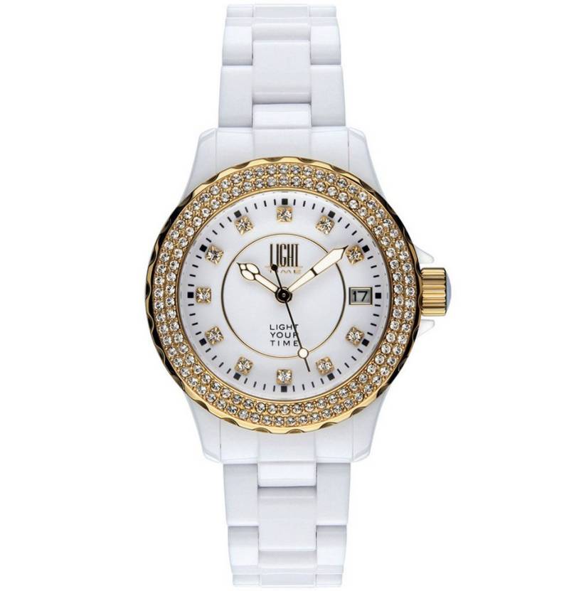 Light Time Quarzuhr Armbanduhr Damen Kunststoff Datum Weiß Gold Zirkonia L073B Light Time Quarzuhr Armbanduhr Damen Kunststoff Datum Weiß Gold Zirkonia L073B von Light Time