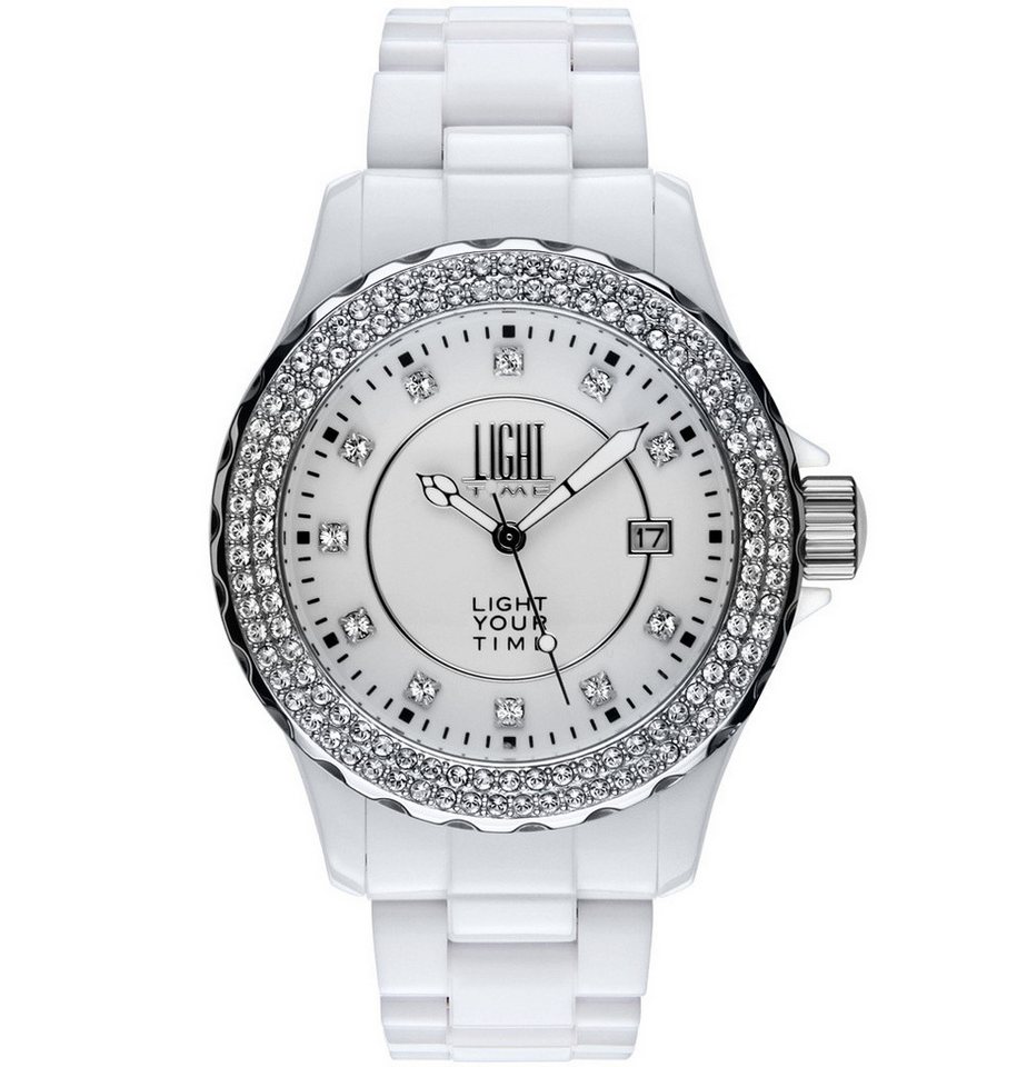 Light Time Quarzuhr Armbanduhr Damen Kunststoff Datum Weiß Zirkonia L071A Light Time Quarzuhr Armbanduhr Damen Kunststoff Datum Weiß Zirkonia L071A von Light Time