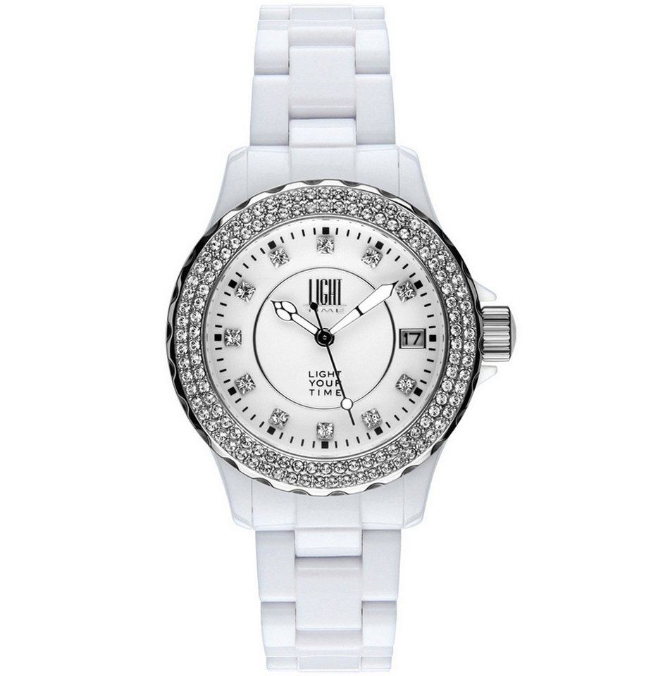 Light Time Quarzuhr Armbanduhr Damen Kunststoff Datum Weiß Zirkonia L073A Light Time Quarzuhr Armbanduhr Damen Kunststoff Datum Weiß Zirkonia L073A von Light Time