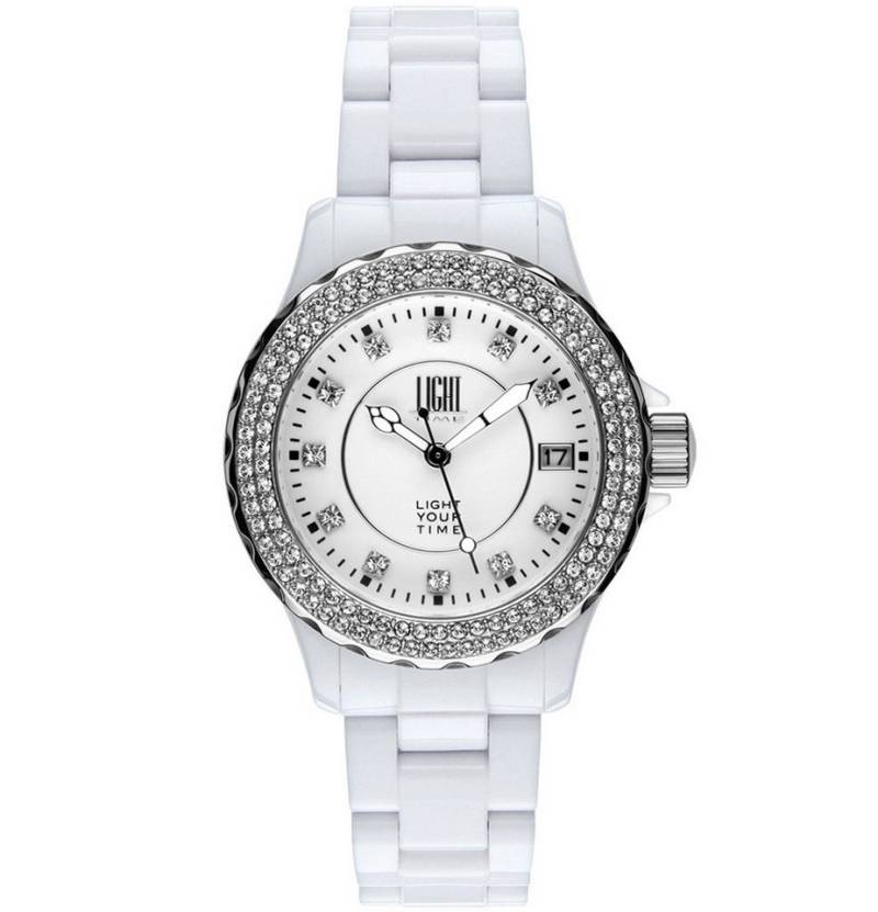 Light Time Quarzuhr Armbanduhr Damen Kunststoff Datum Weiß Zirkonia L073A Light Time Quarzuhr Armbanduhr Damen Kunststoff Datum Weiß Zirkonia L073A von Light Time