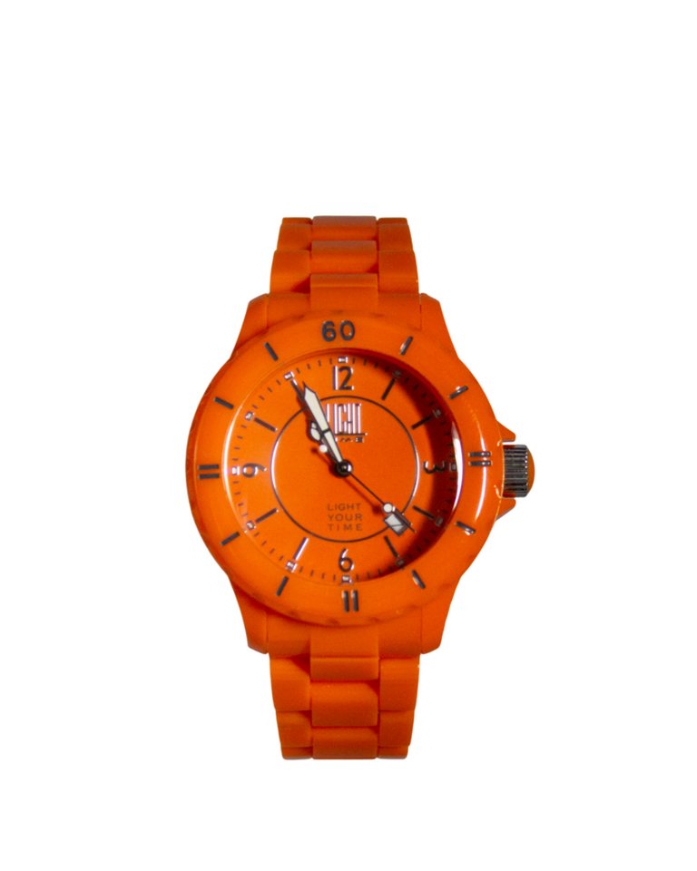 Light Time Quarzuhr Armbanduhr Herren Kunststoff Datum Orange L116ORA von Light Time
