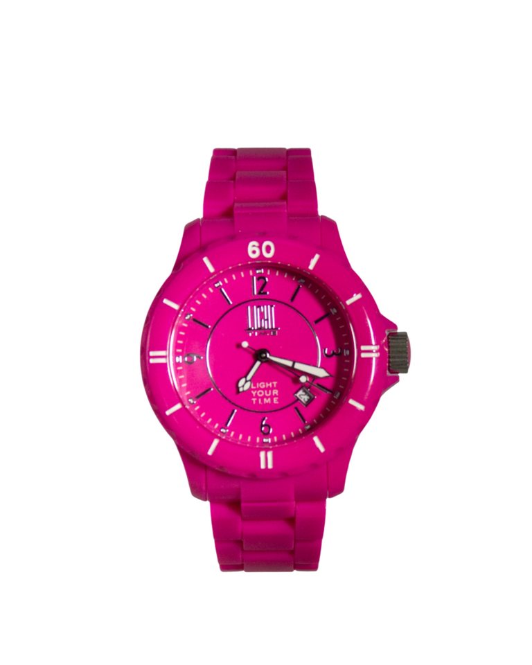 Light Time Quarzuhr Armbanduhr Herren Kunststoff Datum Rosa L116PNK von Light Time