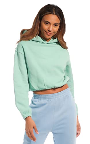 Light & Shade Damen Cropped Kapuzen-Sweatshirt, Minze, L von Light & Shade