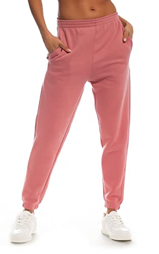 Light & Shade Damen High Waist Loungewear Sweatpants Jogger Jogginghose Hose Lslpnt031 Trainingshose, Mauve Pink, M von Light & Shade