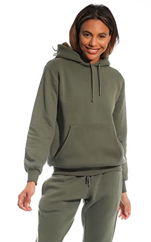 Light & Shade Damen Light and Shade Kapuzenpullover Soft Touch Loungewear Hoodie Sweatshirt Top, Army, S von Light & Shade