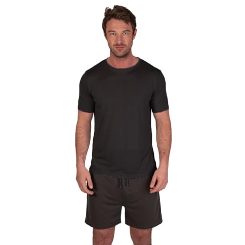 Light & Shade LSSET032 Herren T-Shirt mit Rundhalsausschnitt und kurzes Pyjama-Set, Holzkohle, L von Light & Shade