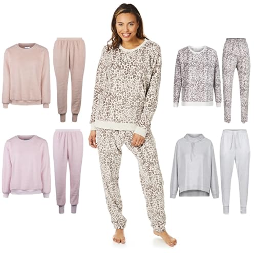 Light & Shade Pretty Woman PWB7276 Supersoft Zweiteiliger Pyjama Damen Freizeit Top und Unterteil Twosie-Set, Grauer Animal-Print, L/XL von Light & Shade