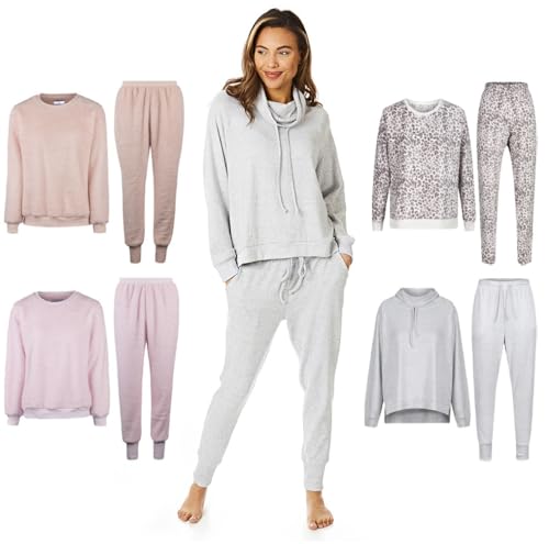 Light & Shade Pretty Woman PWC4955 Supersoft Zweiteiliger Pyjama Damen Freizeit Top und Unterteil Twosie-Set, Grau, S/M von Light & Shade